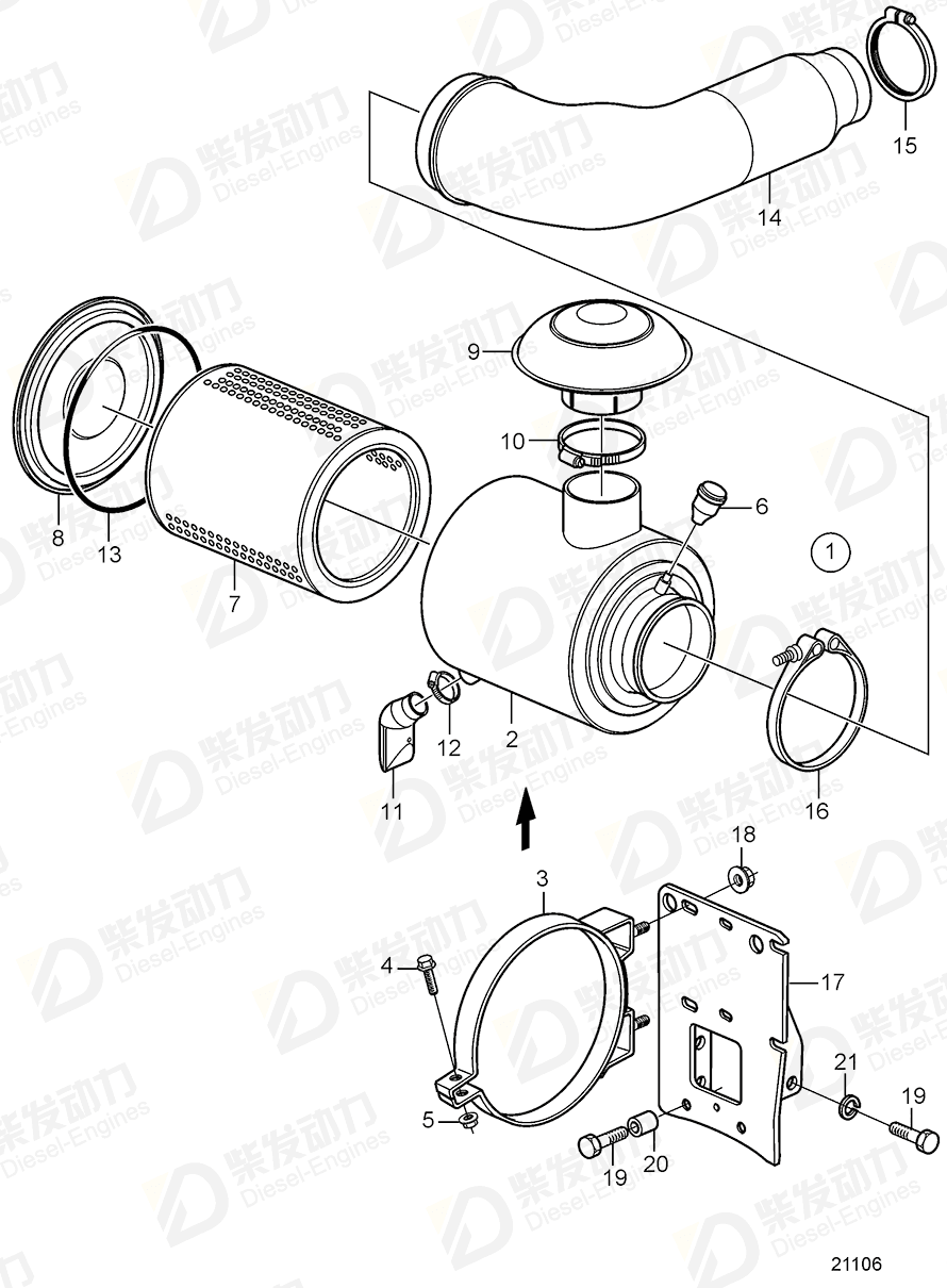 volvo penta Hose clamp 1660909 Drawing volvo penta Hose clamp 1660909 Drawing